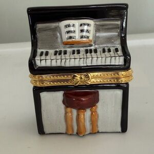Upright Piano Limoges-style Trinket Box